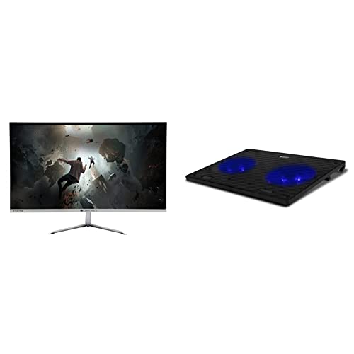 ZEBRONICS ZEB-A24FHD Ultra Slim LED Monitor with 60.4cm (24”) Wide Scree & ZEB-NC3300 USB Powered Laptop Cooling Pad with Dual Fan, Dual USB Port and Blue LED Lights