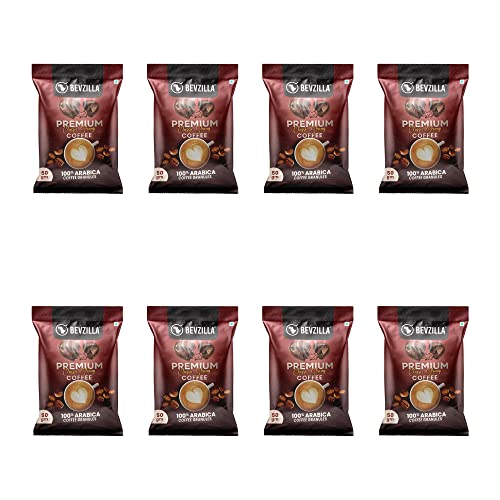 Bevzilla 400 Grams (50 Gm X 8 Bags) Classic Strong Coffee Powder | Make 200 Cups| Buy 4 Get 4 Free (50 Gm X 8 Coffee Pouches) | Strong Coffee| Espresso, Latte & Cappucino| Hot & Cold Coffee
