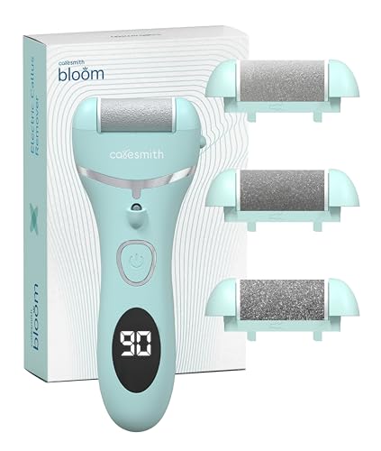 Caresmith Bloom Rechargeable Callus Remover for Feet | Foot scrubber for dead skin | 3 Roller Heads for Dead Skin Removal | Pedicure Machine