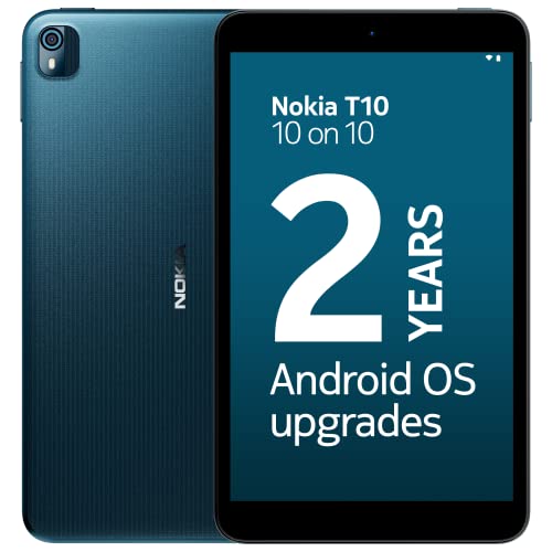 Nokia T10 Android 12 Tablets with 8 HD Display, 8MP Rear Camera, AI face Unlock, All-Day Battery, WiFi | 4 + 64GB, 8 inches – Blue
