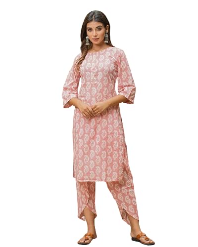Lymio kurta set for women | Women Kurta | Women Kurta Sets Kurtis | Women Kurta Pant Set | Women Kurta Pant Set Women Kurti Set with Pant | Women Kurti Set with Pant Cotton (K-22-23) (M, Pink)