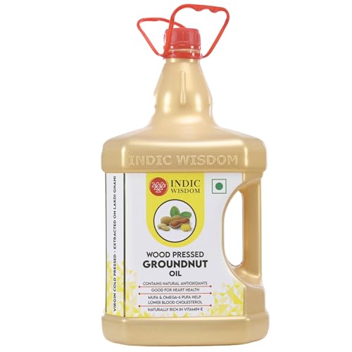 IndicWisdom Wood Pressed Groundnut Oil 5 Liter (Cold Pressed – Extracted on Wooden Churner)