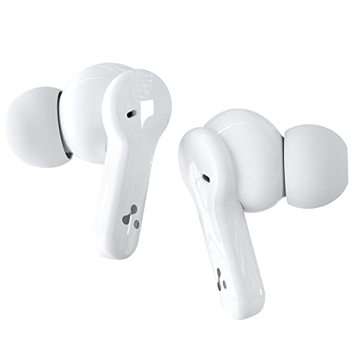 Ambrane Dots Rock True Wireless in Ear Earbuds with Environmental Noise Cancellation (ENC), 34 Hours Playtime, Dual Mic for Clear Calling, Low Latency, Bluetooth V5.1, IPX5 (White)