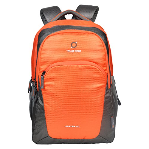 Murano Jester 31 LTR Casual Backpack with 3 Compartment and Polyester Water Resistance Backpack for Men and Women- Orange