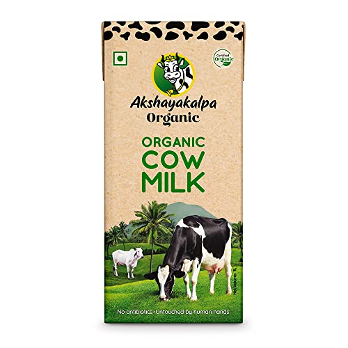 Akshayakalpa Organic Cow Milk (UHT)– Pack of 4 (1 Ltr) – Pure antibiotic-free milk, long-shelf life, No chemical residues, convenient and ready-to-use, nutritious by nature