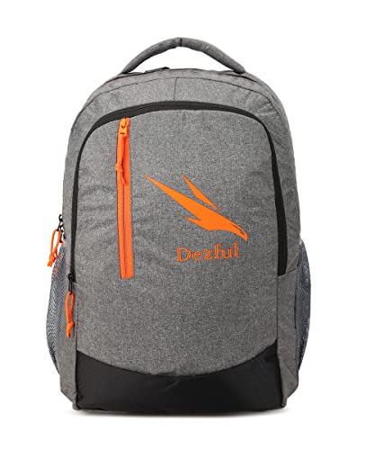 Dezful 35 L Casual Waterproof Laptop Bag Backpack School Bag Office Bag for Men Women Boys Girls Casual Backpack for School, College, Travel Backpack Water Resistant (Grey – Orange)