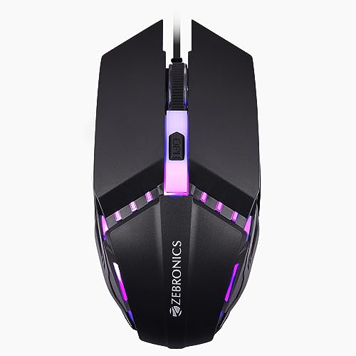 Zebronics Newly Launched PHERO Wired Gaming Mouse with up to 1600 DPI, Rainbow LED Lights, DPI Switch, High Precision, Plug & Play, 4 Buttons