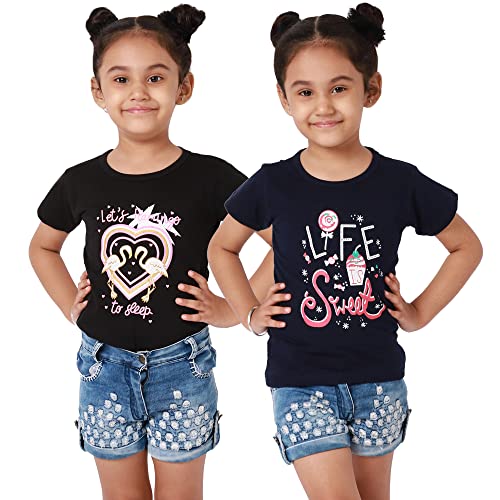 Preneum Regular Fit T-Shirt (Girls-(2-4)_Multi42 4Years-5Years)