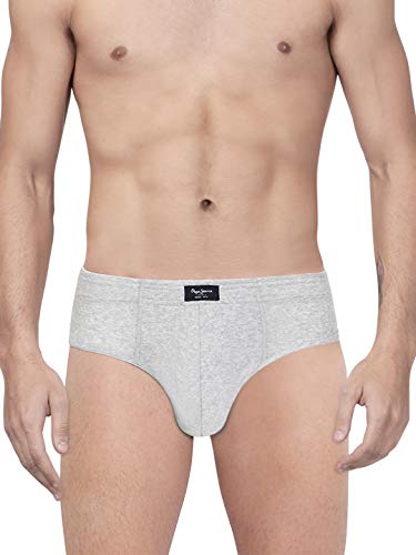 Pepe Jeans Innerwear Men’s Cotton Brief (Pack of 2) (CLB01-02_Grey Melange_Grey Melange_70-75_Grey_75 CM)