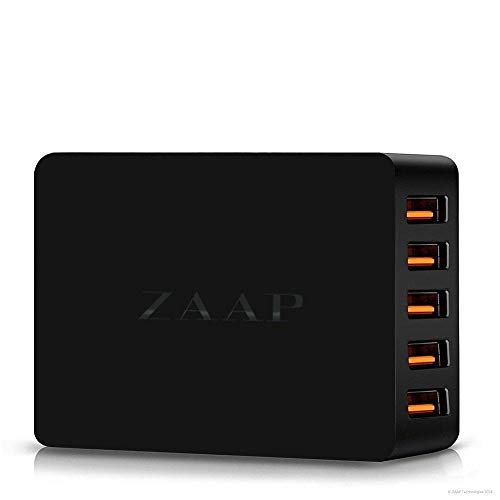 ZAAP 5-Port 5.1A Turbo Desktop Adapter/Travel/ Wall Charger (Black)