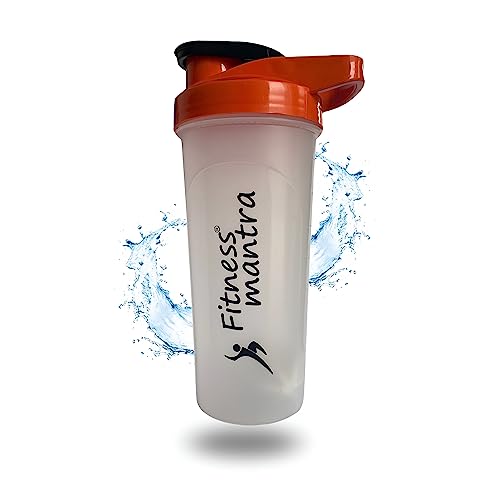 Fitness Mantra® 700ml Gym Protein Shaker Bottle with Mixer Ball for Men & Women [Capacity 700 ml] (Orange)