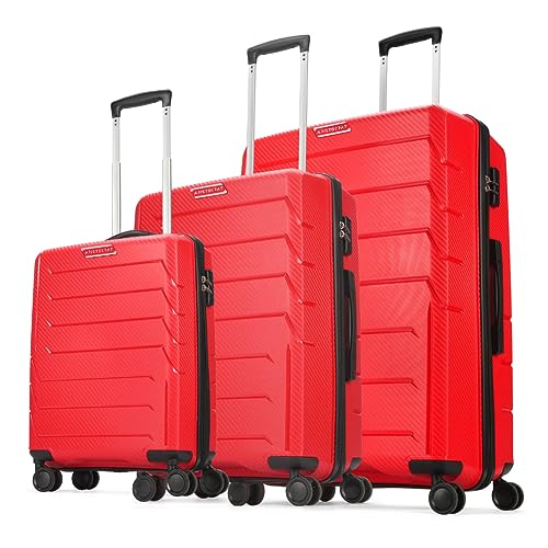 Aristocrat Chroma Set of 3 Hard Luggage (55+65+75cm) | Cabin, Medium and Large Check-in Luggage | Robust Construction with Strong Wheels, Rust-Free Trolley, Secured Zip and Combination Lock | Purple