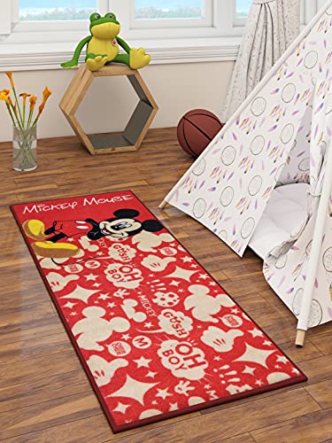 Athom Living Disney Mickey Mouse Polyester Runner Carpet – 24×54, Red