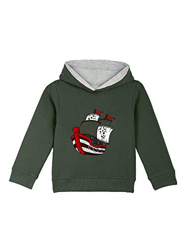 Naughty Ninos Unisex Poly cotton Hooded Neck Hoodie (NN00134TST-56_Green3_5 Years-6 Years)