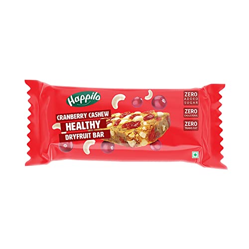 Happilo Cranberry Cashews Healthy Dry Fruit Bar 35g, Healthy Snack, High in Protein Nuts, No Added Sugar