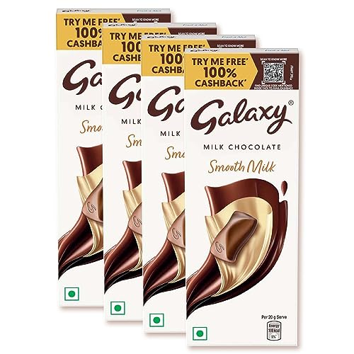 Galaxy Silky Smooth Milk Chocolate Bar | Loaded with the Goodness of Milk and Cocoa | Imported Smooth Chocolate | Perfect for Sharing with Family & Friends | 56 g | Pack of 4