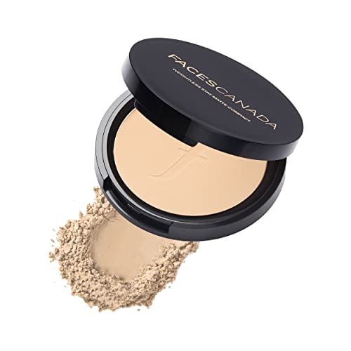 FACES CANADA Weightless Stay Matte Finish Compact Powder – Natural, 9 g | Non Oily Matte Look | Evens Out Complexion | Hides Imperfections | Blends Effortlessly | Pressed Powder For All Skin Types