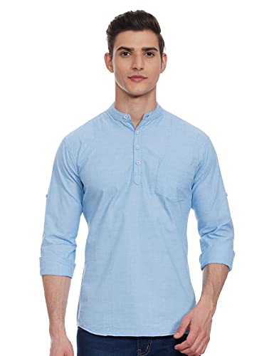 NeoStreak Men’s Solid Slim fit Apparel (neoshirtsolchi-halfplc_Sky Blue 40)