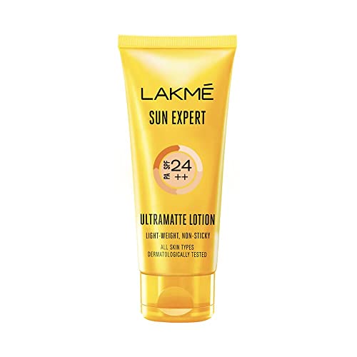 LAKMÉ Sun Expert SPF 24 PA++ Ultra Matte Sunscreen Lotion 50 ml, Daily Light Sun Protect Cream for Face – Sun Block for All Skin Types, Men & Women