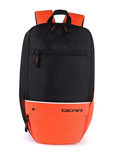 Gear SUPERIOR XL 16L Water Resistant School Bag/Casual Backpack/College Bag for Men/Women (Black-Orange)