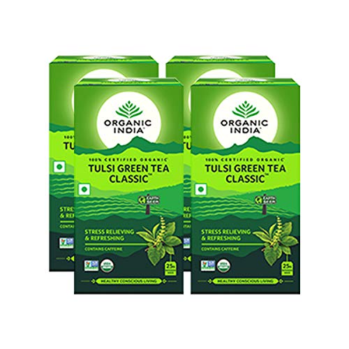 Organic India Tulsi Green Tea – Pack of 4 X 25 Tea Bags
