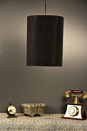 Tu Casa HG-31 blk cylendrical Fabric pendent Light Poly Cotton Holder Type e-27 Size 12x9x32″-(Bulb not Included)