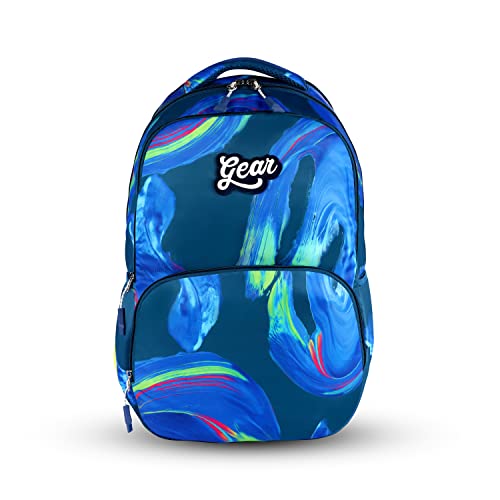 Gear Harmony Brushstroke 30 L Water Resistant School Bag/Kids Bag/Casual Backpack/Daypack/College Bag for Girls/Boys/Women/Men (Blue)