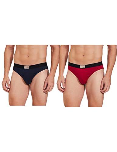 Longies Men’s Cotton Briefs (Pack of 1) (LGOBRPO2010_Navy,Red010_S)