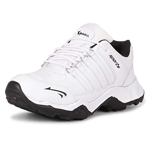 Kraasa Fortune-21 Sports Shoes for Men | Latest Stylish Casual Sneakers for Men | Lace up Lightweight Shoes for Running, Walking, Gym, Trekking, Hiking & Party Running Shoes for Men White UK 8