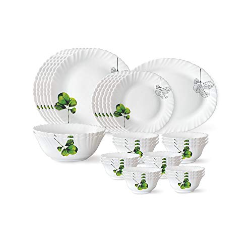 Larah By Borosil Oval Opalware Dinner Set, 33 Pcs, White