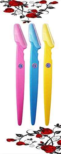 Stainless Steel Eye Brow Razor for Women, 14.5cm (Multicolour) – Pack of 3