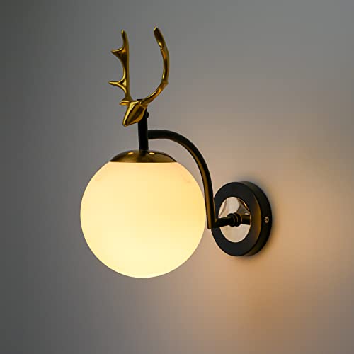 WOKE Retro Design Deer Head Wall Mounted LED Light Lamp Antique Decorative Wall Lamp (1277)(Glass)