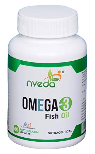 Nveda Omega 3 Fish Oil ( 1000 mg Omega 3 , with 180 mg EPA & 120 mg DHA) (Pack of 60 Softgels)