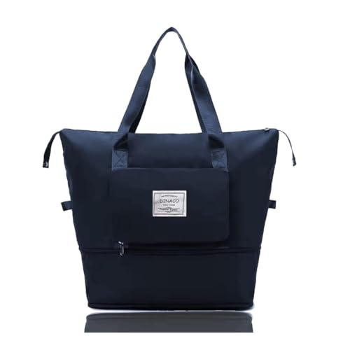 Misti Foldable Travel Duffel Bag, Large Capacity Folding Travel Bag, Travel Lightweight Waterproof Carry Luggage Bag (40 x 23 x 45cm) (Multicolor) (Dark Blue)