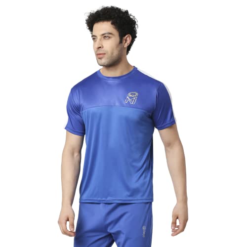 playR X Mumbai Indians Men’s Solid Regular Fit T-Shirt (PRMI23-FT-02_Blue/Royal/White