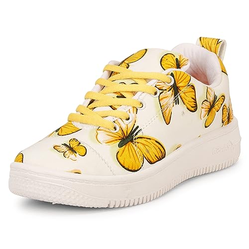 Kraasa Oneness 2.0 Sneakers for Women & Girls, Casuals for Women Butterfly UK 6 Yellow