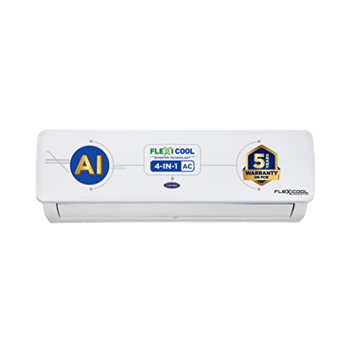 Carrier 1.5 Ton 3 Star AI Flexicool Inverter Split AC (Copper, Convertible 4-in-1 Cooling,High Density Filter, Auto Cleanser,2023 Model,ESTER Exi – CAI18ER3R32F0,White), Free 1 Year Extended warranty