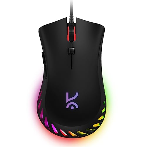 Kreo Falcon Gaming Mouse with Programmable Buttons & RGB Lighting | Top Pixart Sensor | Adjustable DPI with 1.5m Long Braided Cable and Optical Sensor | Quick Flap Mode | Lightweight & Durable |