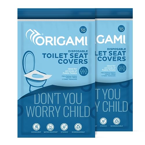Origami Disposable Toilet Seat Covers – Pack of 2 (10 per pack, Total 20 Sheets) | Hygienic Protection | No Direct Contact with Unsanitary Seats | Easy to Dispose & Eco-Friendly