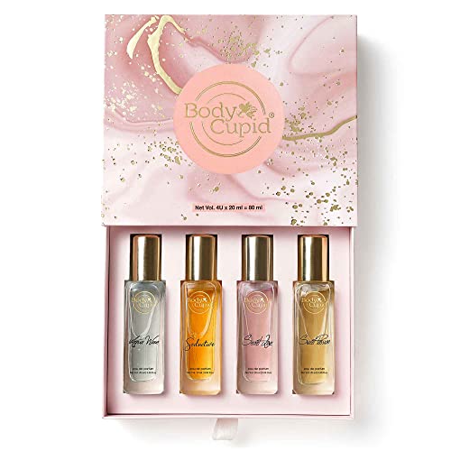 Body Cupid Luxury Perfume Gift Set For Women 4X20 Ml | Long Lasting Premium Fragrances | Aqua Wave | Secret Love | Seductive | Sweet Passion | 80 Ml