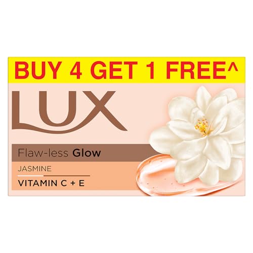 LUX Flaw-less Glow|Buy 4 Get 1 Free|Jasmine & Vitamin C+E Bathing Soap|Velvet Glowing | Beauty Soaps| 150 g