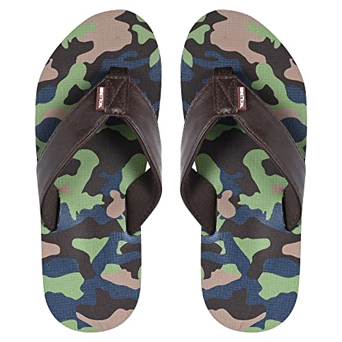 United Colors of Benetton UCB Men’s High Fashion Camo Print, Green EVA Flip Flops and House Slippers