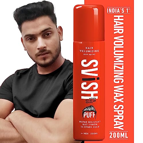 Svish On The Go Puff Hair Volumizing Wax Spray | Hair Spray for Men | 200 ML | 24 Hours Strong Hold |Water Resistant | Matt Finish
