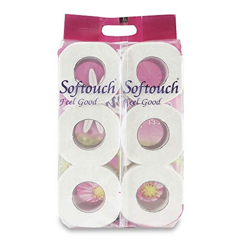 Softouch 2 Ply Toilet Paper Tissue Roll Family Pack 6-in-1 (230 Sheets Per roll)