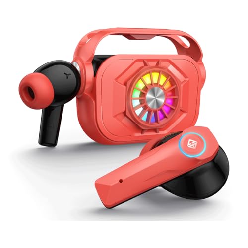 Cosmic Byte CosmoBuds X50 True Wireless Earbuds (TWS), BT 5.3, 40ms Latency GOD Mode™, Music Mode, RGB, 40Hrs, ENC, DNS Quad Mics, IPX5, Voice Assistant (Red)