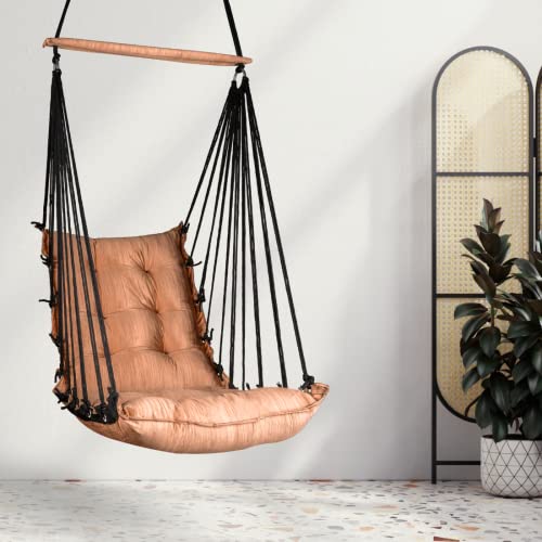 Curio Centre Cotton Swinging Hammock Hanging Swing Chair/Hammock Swing for Adults & Kids/Swing for Indoor Outdoor, Garden & Patio/Durable Portable Jhula/Swing for Home – Copper