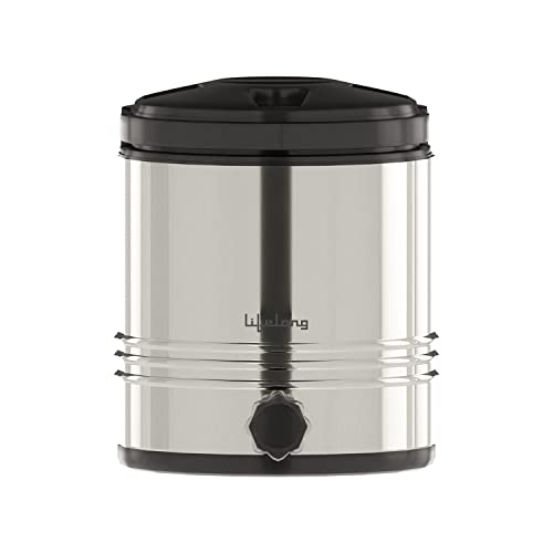 Lifelong 6.5 litres Insulated Stainless Steel Water Jug| Thermos Jug| Hot & Cold | Easy to Carry Handle| Leakproof Tap| Spill-Proof Airtight Lid (LLWMJ65, Silver)