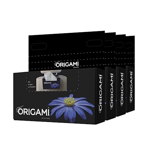 Origami 2 Ply Car Tissue Box | Facial Tissue – Pack of 4 (100 Pulls Per Box, 400 Sheets)