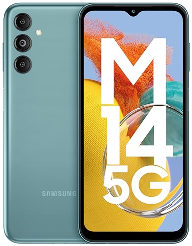 Samsung Galaxy M14 5G (Smoky Teal,6GB,128GB)|50MP Triple Cam|Segment’s Only 6000 mAh 5G SP|5nm Processor|2 Gen. OS Upgrade & 4 Year Security Update|12GB RAM with RAM Plus|Android 13|Without Charger