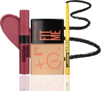 MAYBELLINE NEW YORK Ananya’s Makeup Essentials: Fit Me Tint 05 + Colossal Kajal + SLM Touch of Spice(Shade 05, Black, Touch of Spice, 37.35 ml)